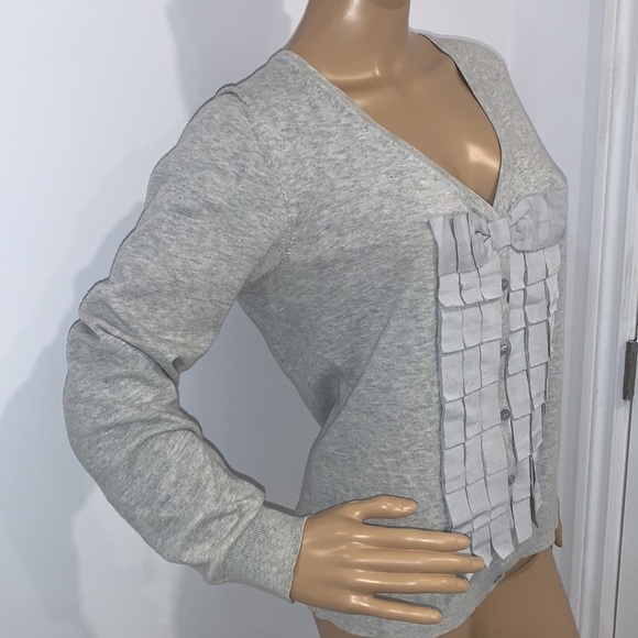 Ted BAKER LONDON Women Marle Grey Yalong Gros Grain Bow Cardigan size 4/US 10 - Picture 7 of 15
